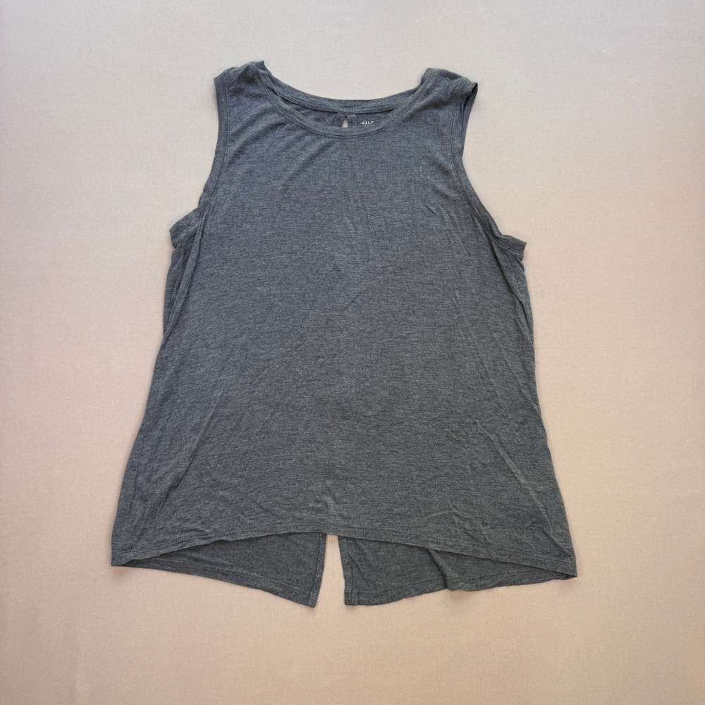 Halogen Womens Gray Heather Sleeveless Split Back Knit Tank Top Size M